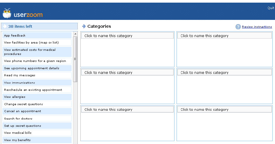 image of userzoom online card sort